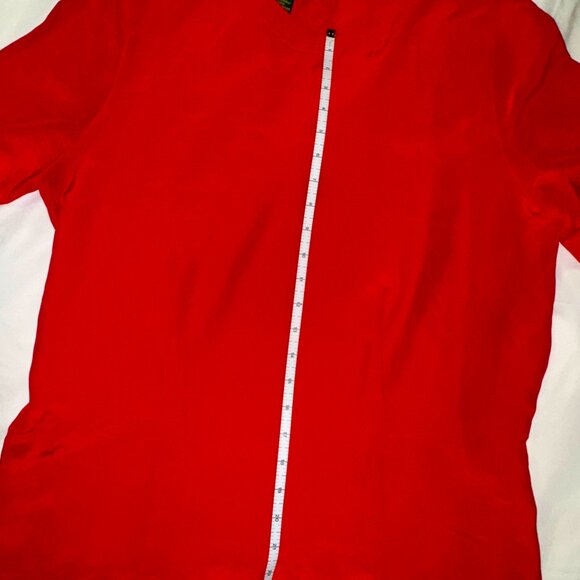 Vintage Charter Club 100% Silk Blouse Red Size 14 | Button-Back Classic Holiday - Picture 6 of 14